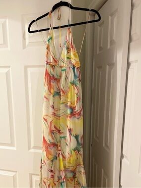 Alice + Olivia White Multicolor Halter Maxi Dress